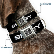 SHELBY Tiffany Split Full Color Black/White Seatbelt Buckle Collar - SHELBY Text Only Black/White