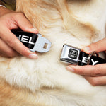 SHELBY Tiffany Split Full Color Black/White Seatbelt Buckle Collar - SHELBY Text Only Black/White