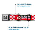 SHELBY Tiffany Split Full Color Black/White Seatbelt Buckle Collar - SHELBY 60th ANNIVERSARY Checker Red/Black/White