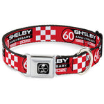 SHELBY Tiffany Split Full Color Black/White Seatbelt Buckle Collar - SHELBY 60th ANNIVERSARY Checker Red/Black/White