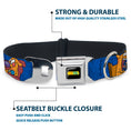 Load image into Gallery viewer, CatDog Stretch/CATDOG Logo Seatbelt Buckle Collar - CatDog Hanging Out Poses Blue
