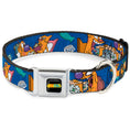 Load image into Gallery viewer, CatDog Stretch/CATDOG Logo Seatbelt Buckle Collar - CatDog Hanging Out Poses Blue
