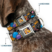 Dog & Cat Pose Full Color Seatbelt Buckle Collar - CatDog Party/Balloons/CATDOG Logo Gray/Black/Multi Color