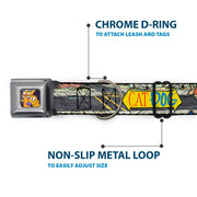 Dog & Cat Pose Full Color Seatbelt Buckle Collar - CATDOG Characters Running