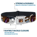 Load image into Gallery viewer, CATWOMAN Bombshell Face Full Color Purple Seatbelt Buckle Collar - CATWOMAN-NINE LIVES OF A FELINE FATALE Bombshell Pose/Diamonds
