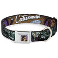 Load image into Gallery viewer, CATWOMAN Bombshell Face Full Color Purple Seatbelt Buckle Collar - CATWOMAN-NINE LIVES OF A FELINE FATALE Bombshell Pose/Diamonds
