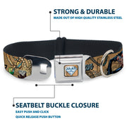 Catwoman Diamond Full Color Tans Seatbelt Buckle Collar - CATWOMAN-NINE LIVES OF A FELINE FATALE Pose2/Jewelry/Black Cat Tans