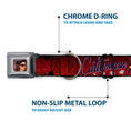 Load image into Gallery viewer, CATWOMAN Bombshell Face CLOSE-UP Red Seatbelt Buckle Collar - CATWOMAN Bombshell Pose/Diamonds Red/Purple/Black
