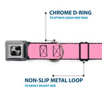 Dog Bone Seatbelt Buckle Collar - Baby Pink