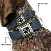 Dog Bone Black/Silver Seatbelt Buckle Collar - Black Panel