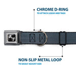 Dog Bone Black/Silver Seatbelt Buckle Collar - Black Panel