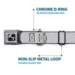 Dog Bone Seatbelt Buckle Collar - Silver