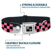 Dog Bone Seatbelt Buckle Collar - Checker Black/Pink