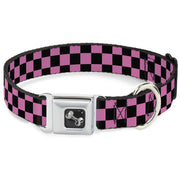 Dog Bone Seatbelt Buckle Collar - Checker Black/Pink