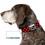Dog Bone Seatbelt Buckle Collar - Checker Black/Red