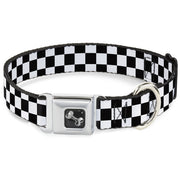 Black and White Checkered  Dog Bone Seatbelt Buckle Collar