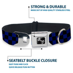 Dog Bone Seatbelt Buckle Collar - Checker Black/Blue