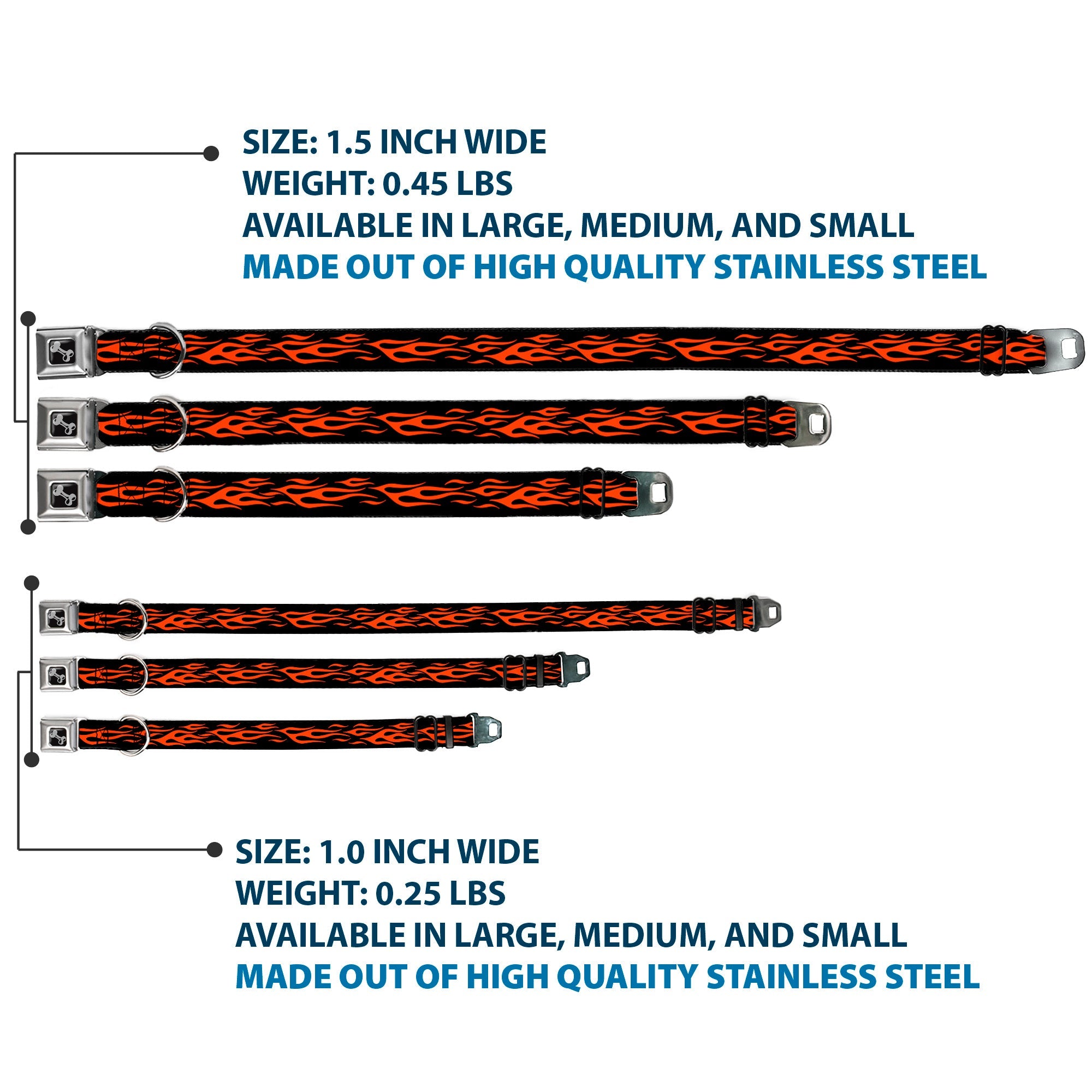 Dog Bone Seatbelt Buckle Collar - Flame Orange