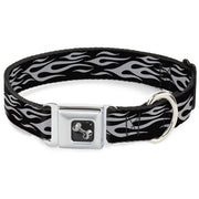 Dog Bone Seatbelt Buckle Collar - Flame Silver