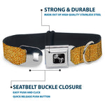 Dog Bone Black/Silver Seatbelt Buckle Collar - Metallic Gold