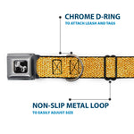 Dog Bone Black/Silver Seatbelt Buckle Collar - Metallic Gold