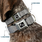 Dog Bone Black/Silver Seatbelt Buckle Collar - Metallic Silver