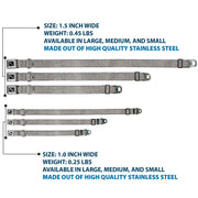 Dog Bone Black/Silver Seatbelt Buckle Collar - Metallic Silver