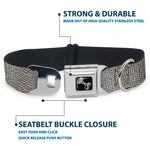 Dog Bone Black/Silver Seatbelt Buckle Collar - Metallic Silver