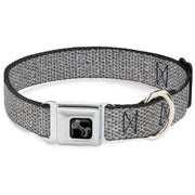 Dog Bone Black/Silver Seatbelt Buckle Collar - Metallic Silver