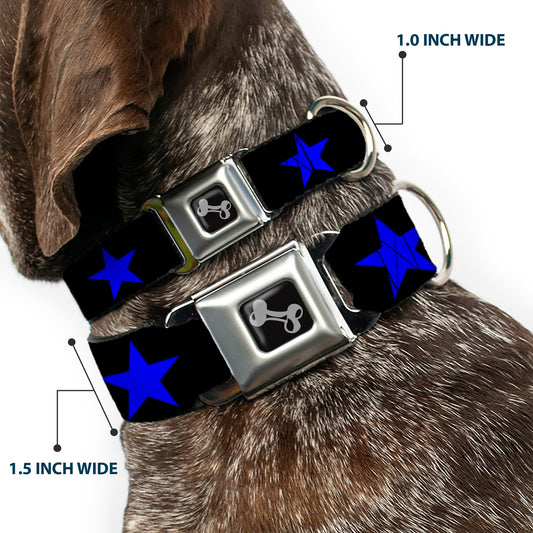Dog Bone Seatbelt Buckle Collar - Star Black/Blue