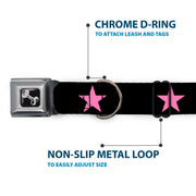 Dog Bone Seatbelt Buckle Collar - Star Black/Pink