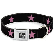 Dog Bone Seatbelt Buckle Collar - Star Black/Pink