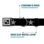 Dog Bone Seatbelt Buckle Collar - Star Black/Silver