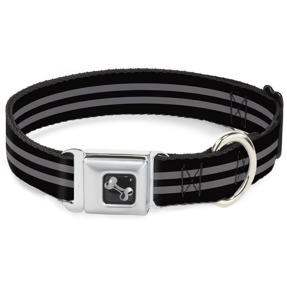 Dog Bone Seatbelt Buckle Collar - Stripe Black/Gray