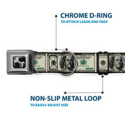 Dog Bone Seatbelt Buckle Collar - 100 Dollar Bills