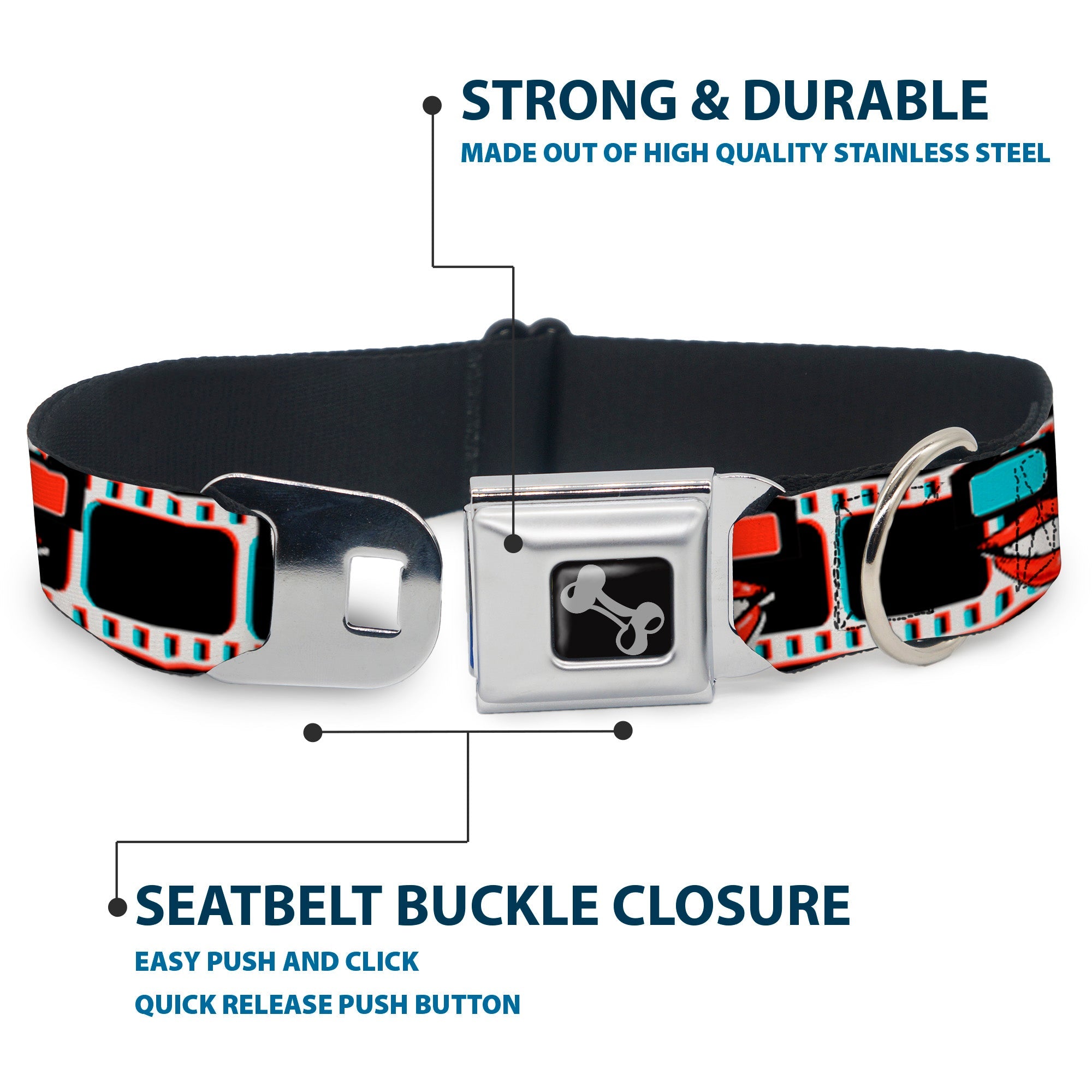 Dog Bone Seatbelt Buckle Collar - 3-D Filmstrip