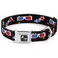 Load image into Gallery viewer, Dog Bone Seatbelt Buckle Collar - 3-D Glasses Dripping w/Stars
