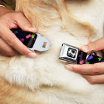 Dog Bone Seatbelt Buckle Collar - 3-D Glasses w/Stars Multi Color