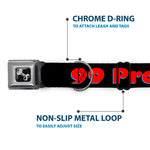 Buckle-Down Seatbelt Buckle Dog Collar - 99 PROBLEMS Black/Red