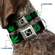 Buckle-Down Seatbelt Buckle Dog Collar - 420/Pot Leaf Black/Smoke/Green