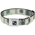 Load image into Gallery viewer, Dog Bone Seatbelt Buckle Collar - 100 Dollar Bill CLOSE-UP
