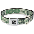 Load image into Gallery viewer, Dog Bone Seatbelt Buckle Collar - 100 Dollar Bill CLOSE-UP/Triple Benjamin
