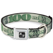 Dog Bone Seatbelt Buckle Collar - 100 Dollar Bill CLOSE-UP/Triple Benjamin
