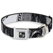 Dog Bone Seatbelt Buckle Collar - 100 Dollar Bill CLOSE-UP White/Black