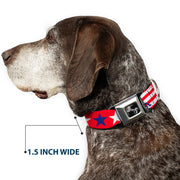 Dog Bone Seatbelt Buckle Collar - 'MERICA Stripes/Stars Red/White/Blue