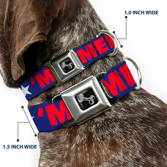 Dog Bone Seatbelt Buckle Collar - 'MERICA/Star Blue/Red/White