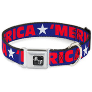 Dog Bone Seatbelt Buckle Collar - 'MERICA/Star Blue/Red/White