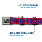 Dog Bone Seatbelt Buckle Collar - 'MERICA/Star Red/Blue/White