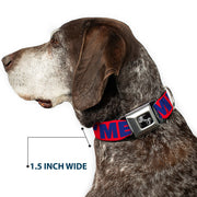 Dog Bone Seatbelt Buckle Collar - 'MERICA/Star Red/Blue/White
