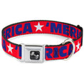 Load image into Gallery viewer, Dog Bone Seatbelt Buckle Collar - 'MERICA/Star Red/Blue/White
